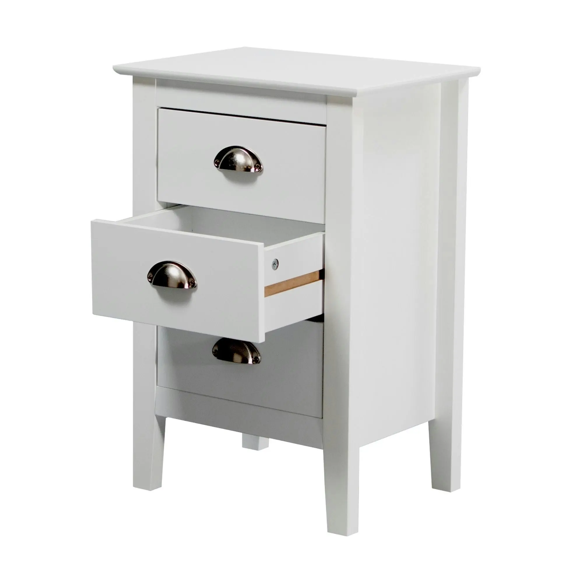 Costway 3 Drawers Bedside Table White