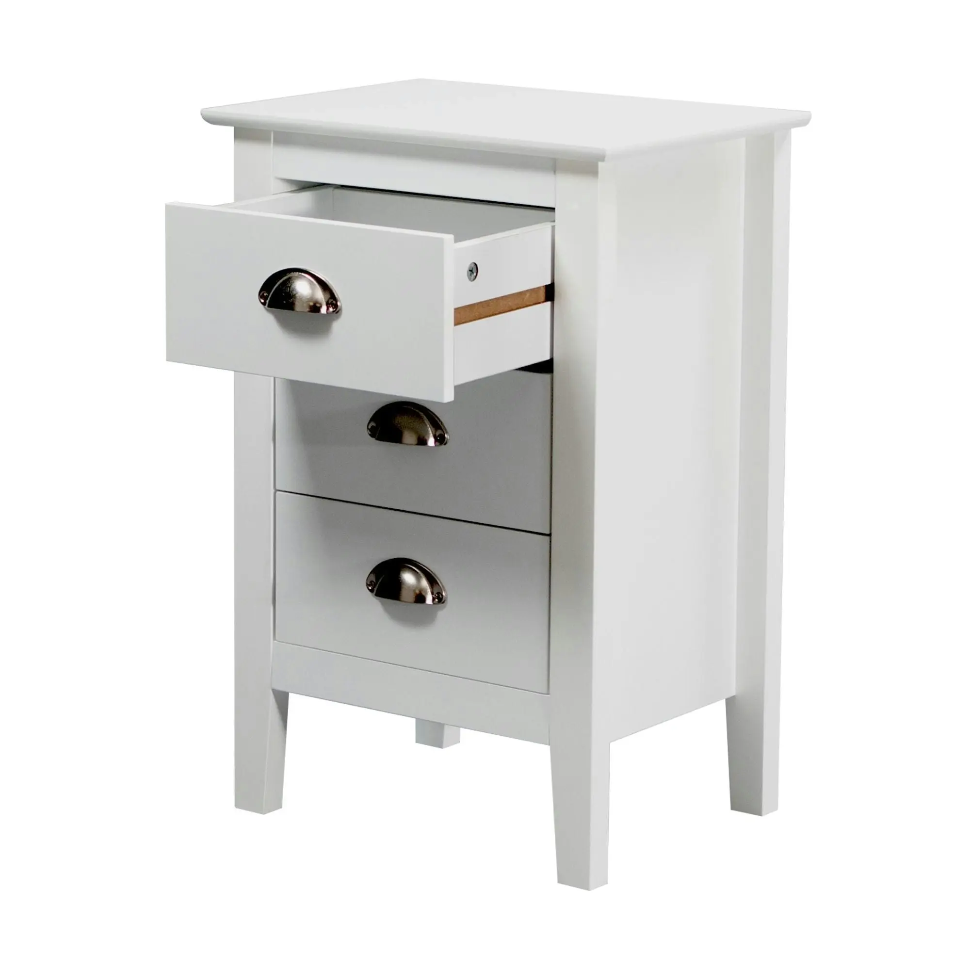 Costway 3 Drawers Bedside Table White