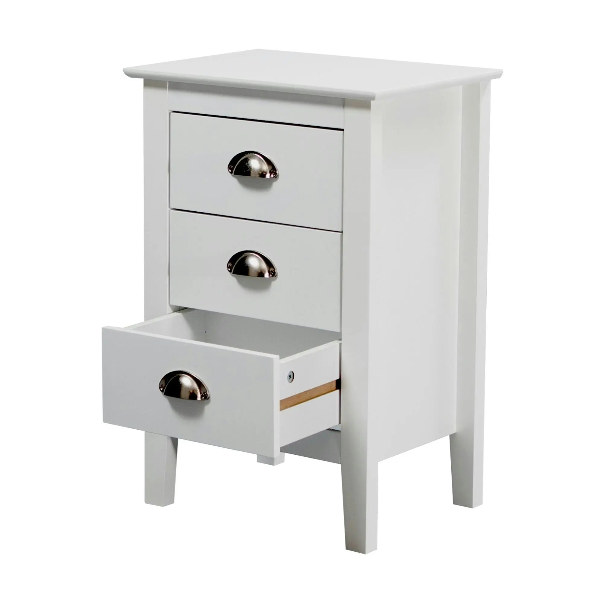 Costway 3 Drawers Bedside Table White