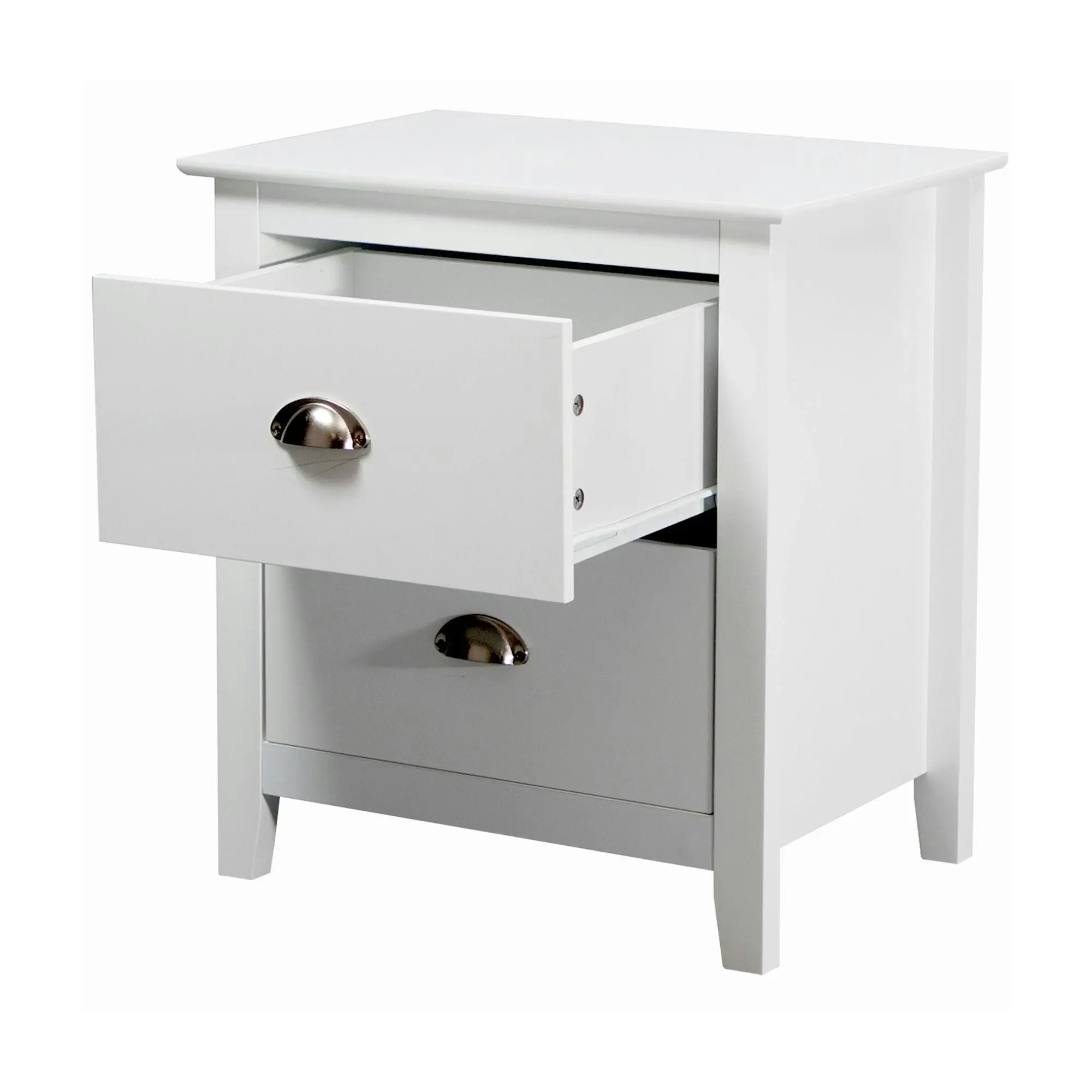 Costway 2 Drawers Bedside Table White