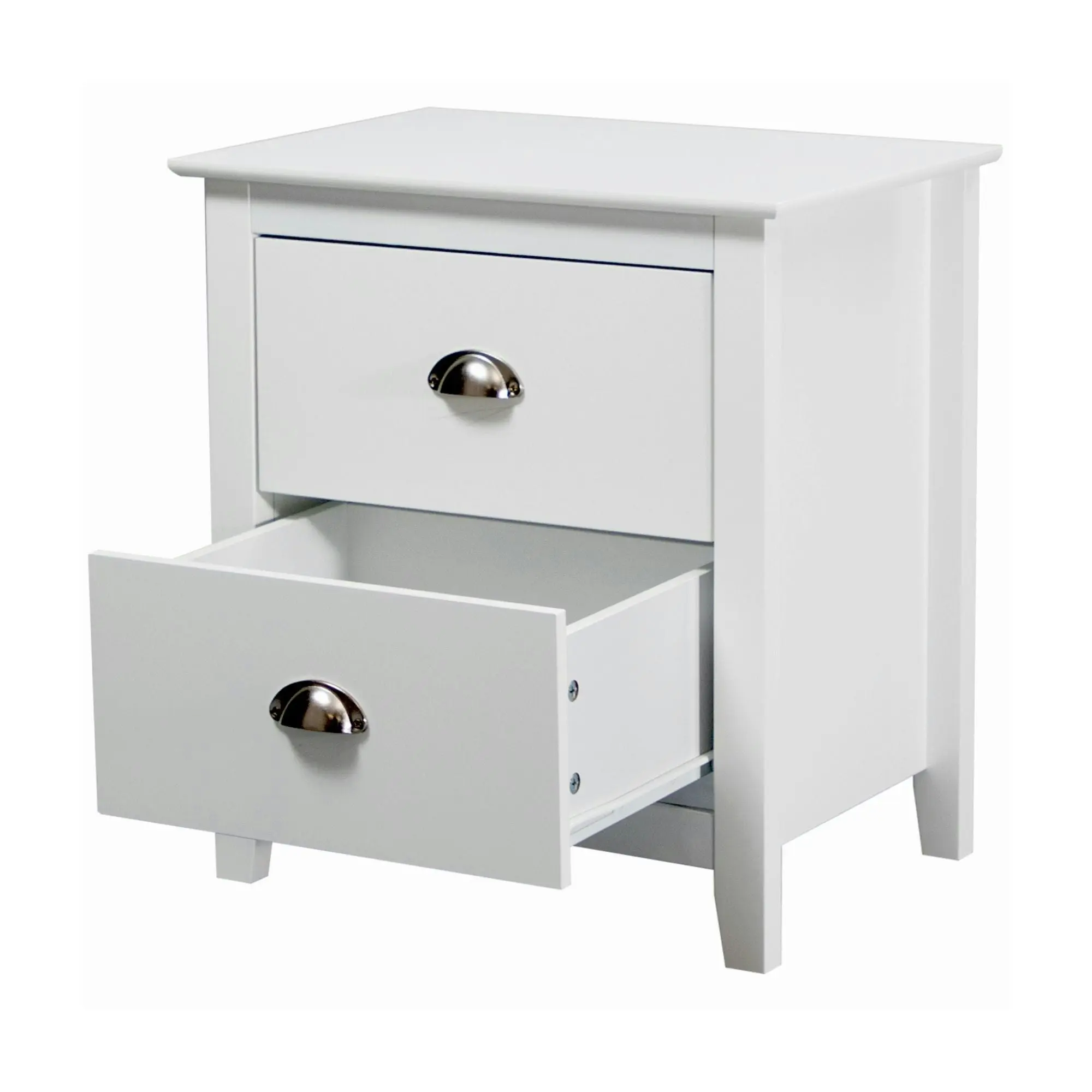 Costway 2 Drawers Bedside Table White