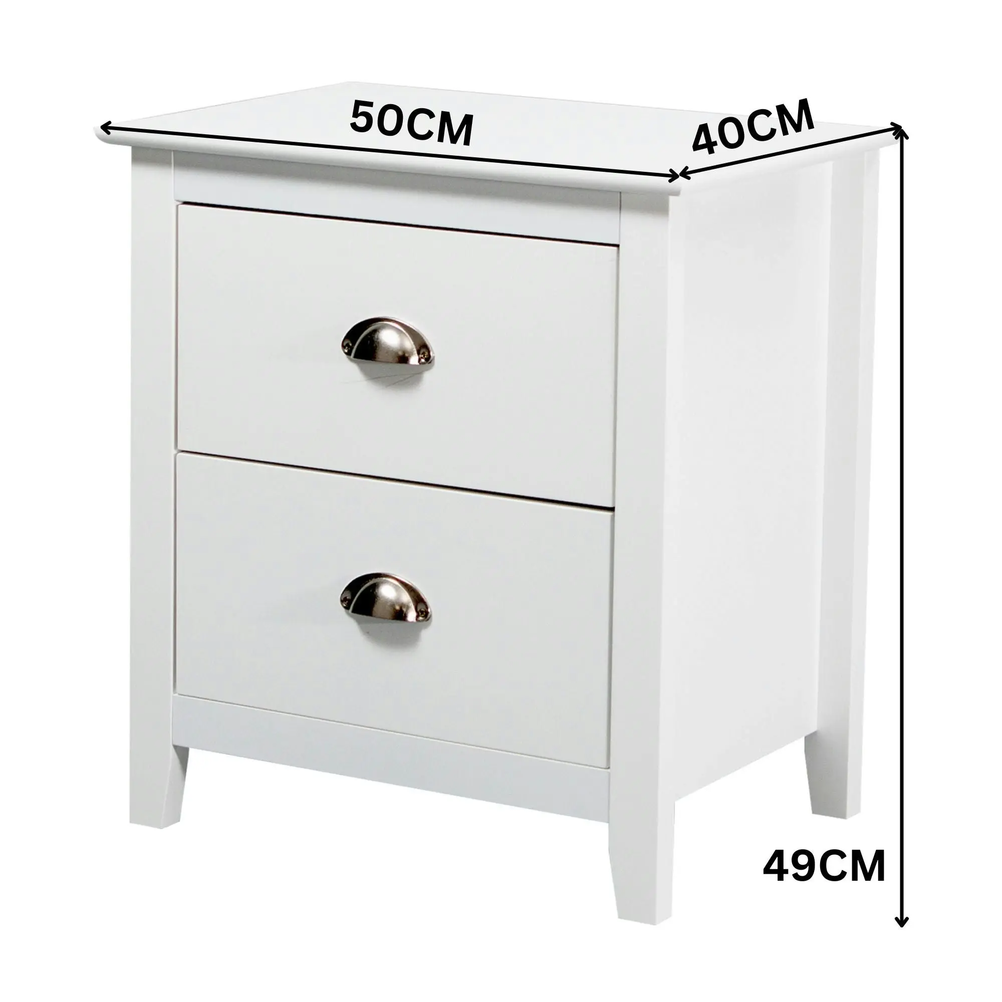 Costway 2 Drawers Bedside Table White