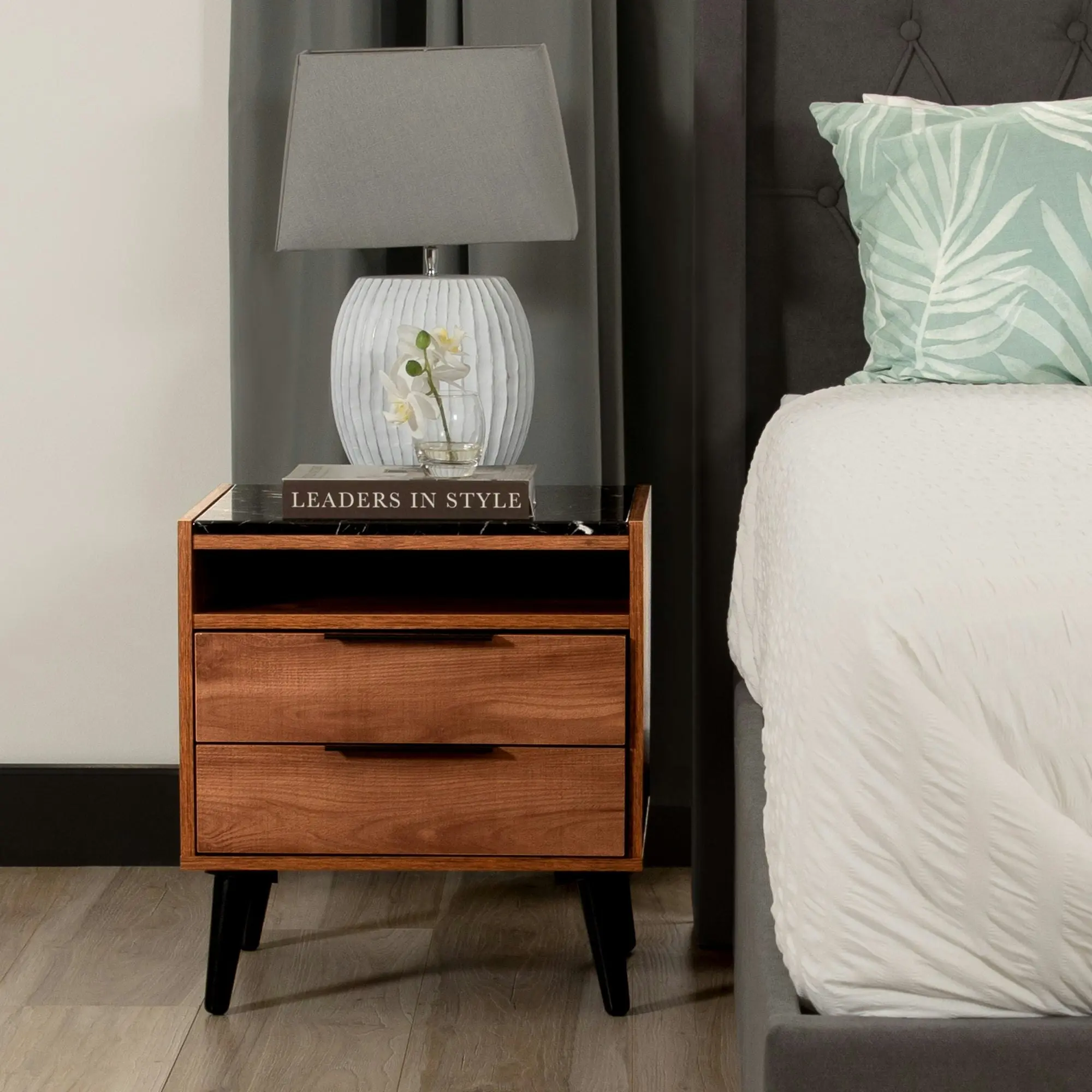 Thelma 2 Drawers Bedside Table Riviera Oak