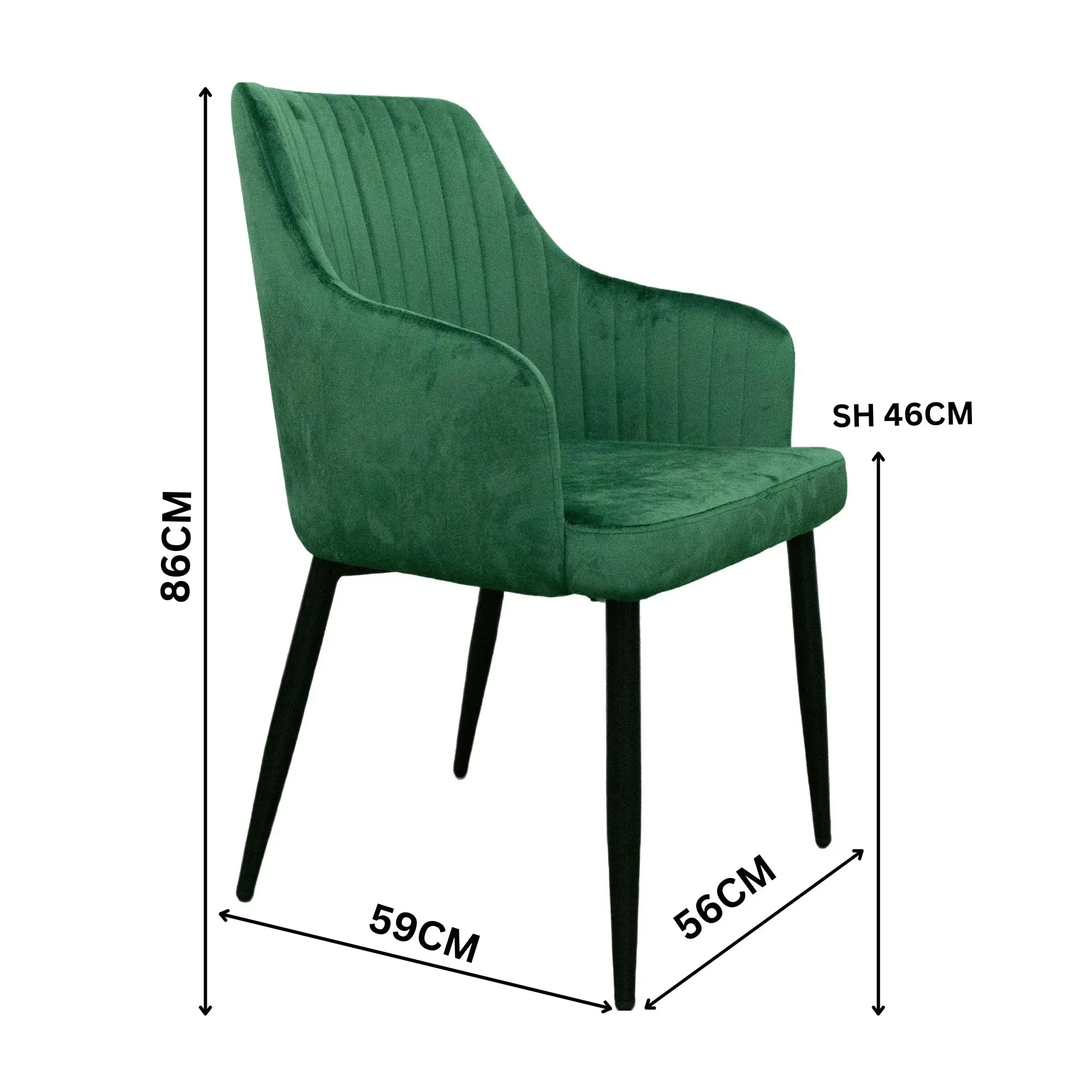 Shogun 2pc Set Velvet Fabric Dining Chair Green