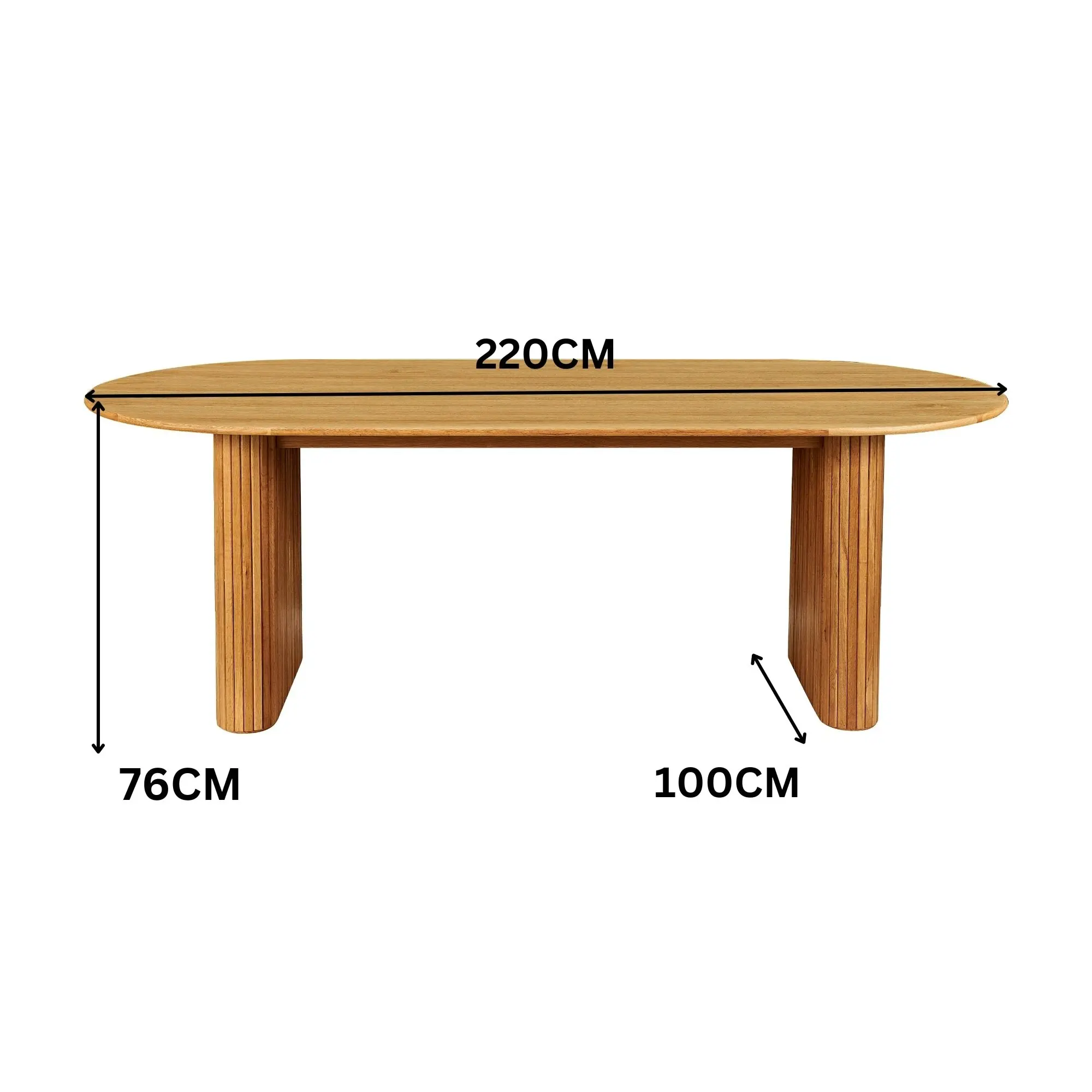 Noir 220cm Timber Oval Dining Table Natural