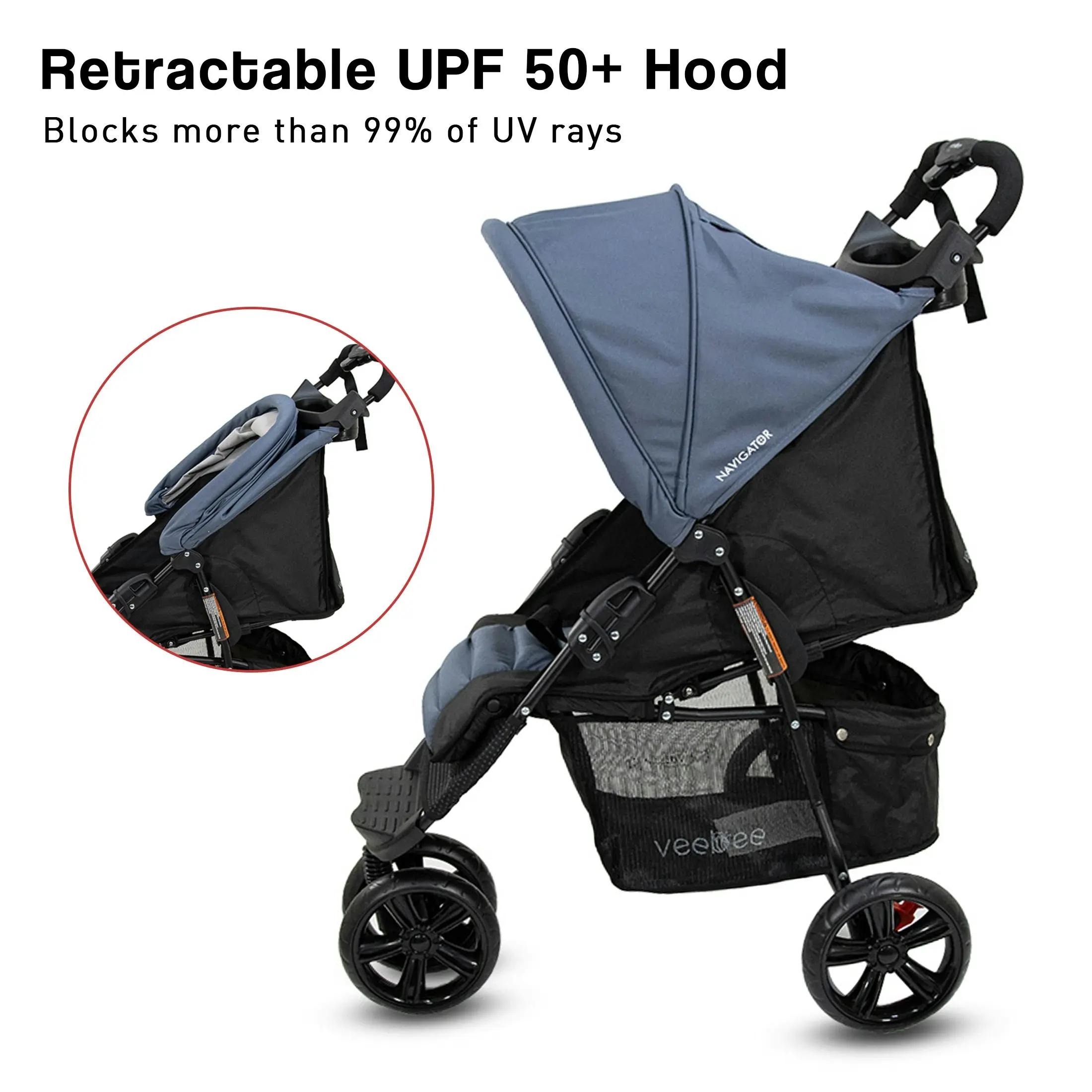 VeeBee 3-Wheel Navigator Stroller - Glacier