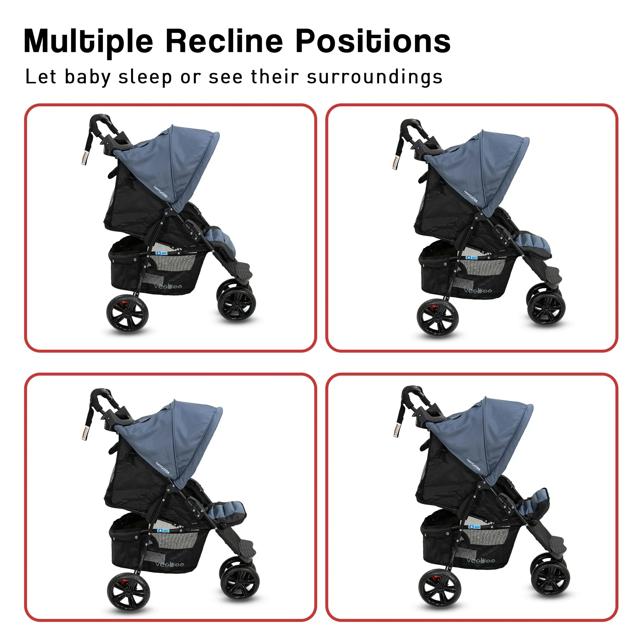 VeeBee 3-Wheel Navigator Stroller - Glacier