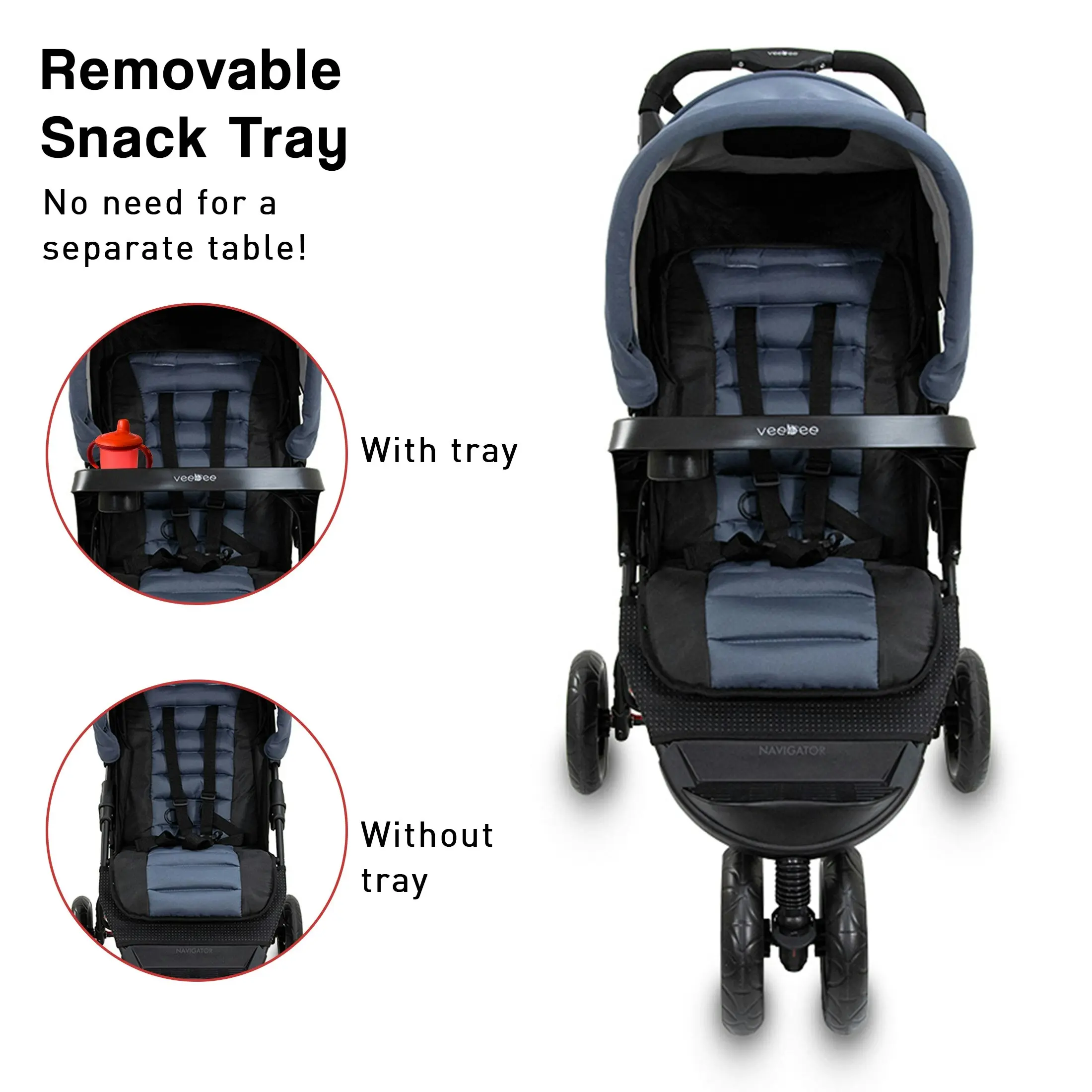 VeeBee 3-Wheel Navigator Stroller - Glacier