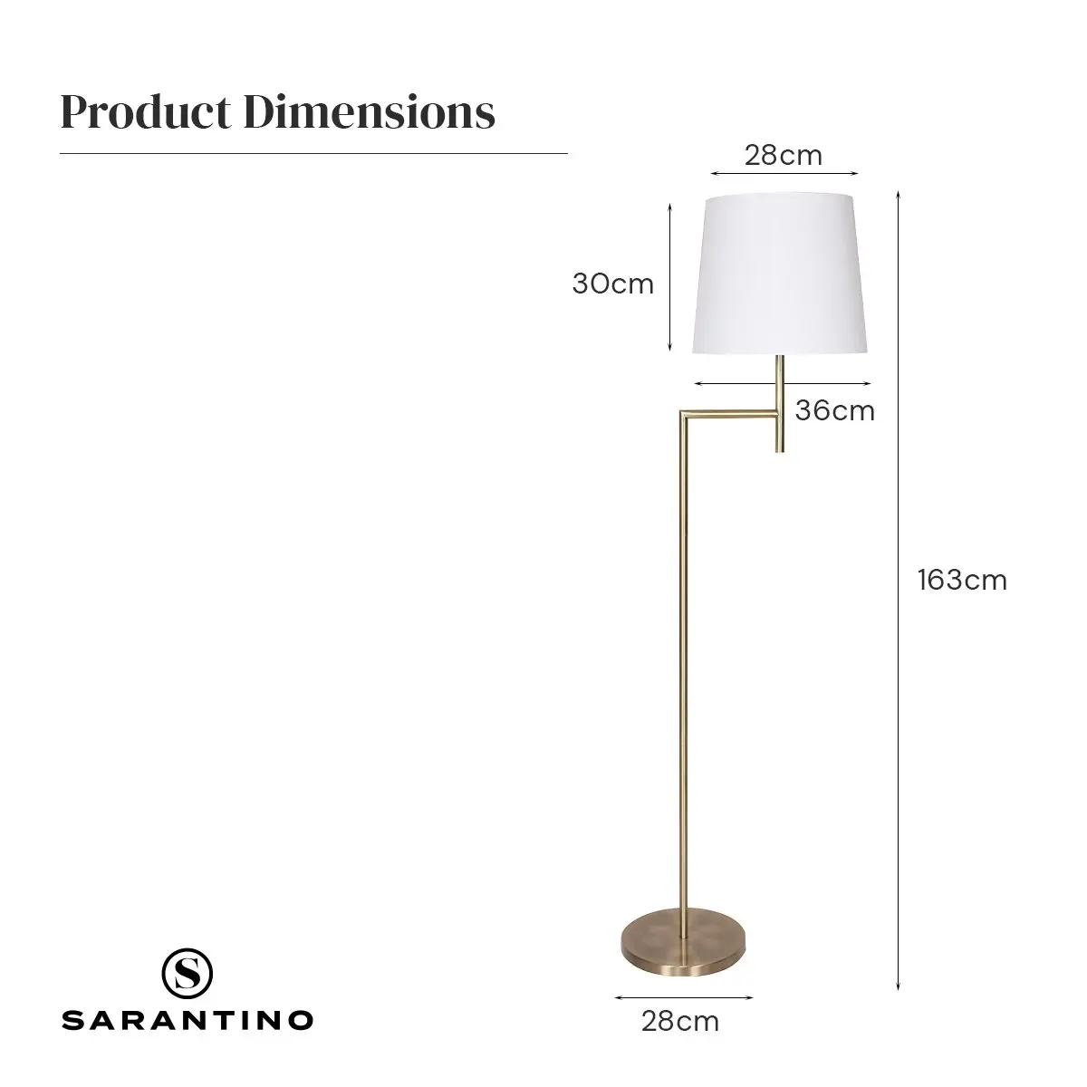 Sarantino Metal Floor Lamp - Antique Brass