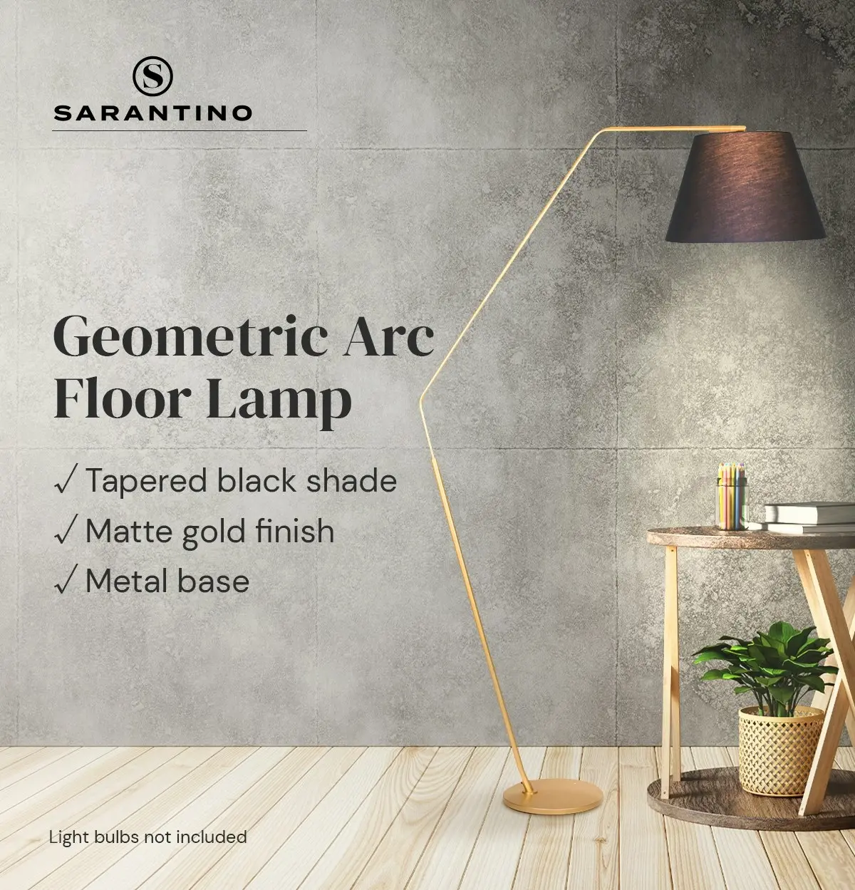 Sarantino Arc Floor Lamp With Empire Shade Light Reading Shade Electric Gold