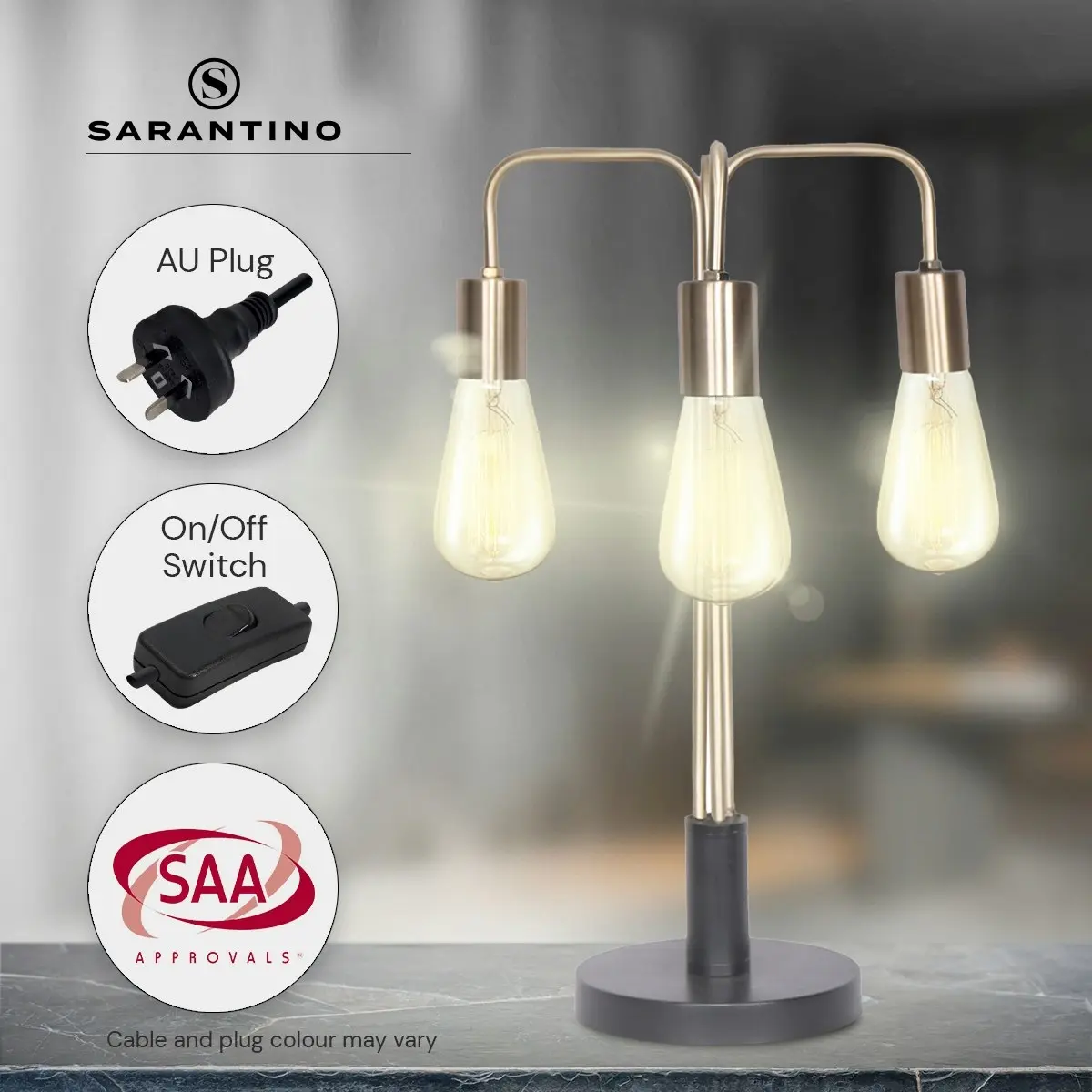 Sarantino Exposed Bulb Industrial Table Lamp