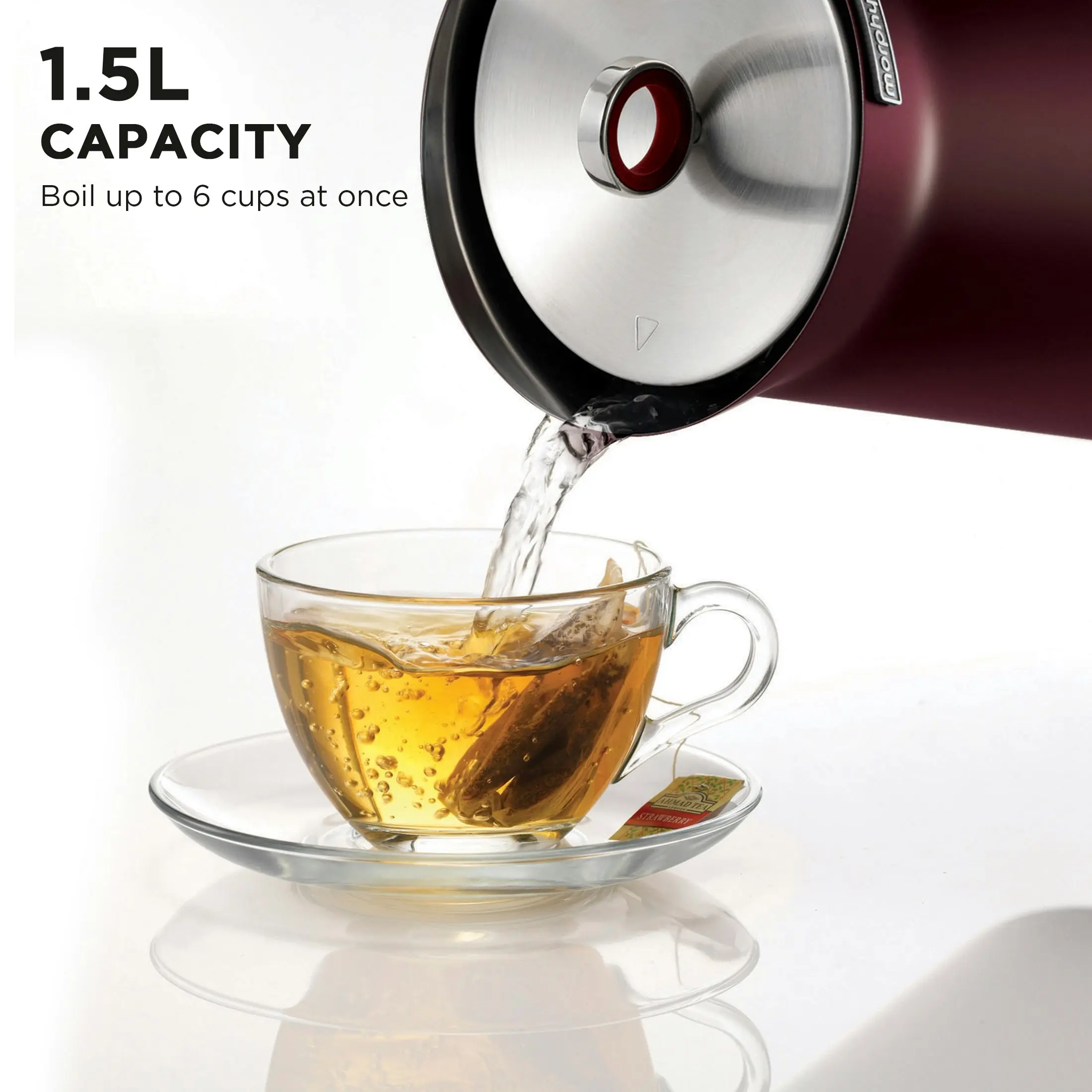 Morphy Richards 1.5L Aspect Kettle - Maroon & Cork