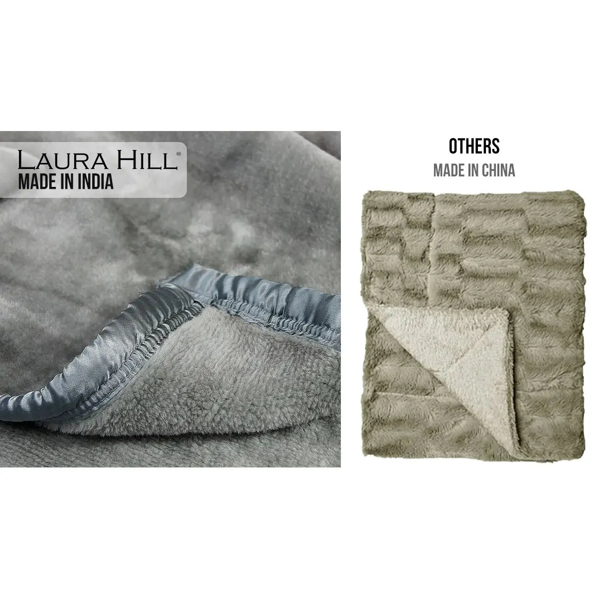 Laura Hill Faux Mink Blanket 800GSM Heavy Double-Sided - Silver