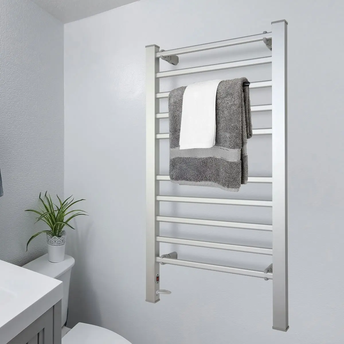 Pronti Heated Towel Rack Electric Rails Warmer 160 Watt- Silver