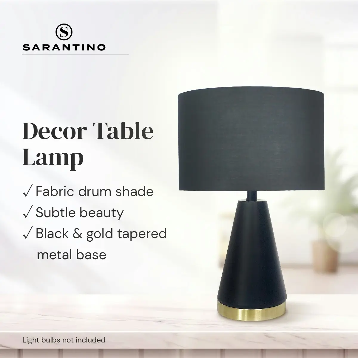 Sarantino Metal Table Lamp in Black and Gold