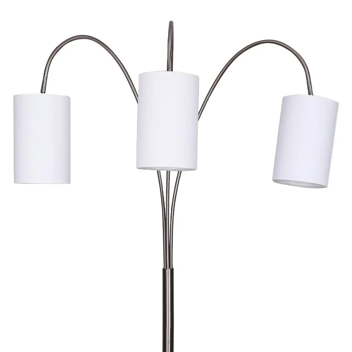 Sarantino 3-Light Metal Arc Floor Lamp - Nickel & Marble Finish