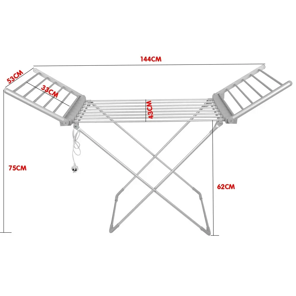 Electric Heated Towel Clothes Rack Dryer Warmer Airer Rail Free Standing Ladder