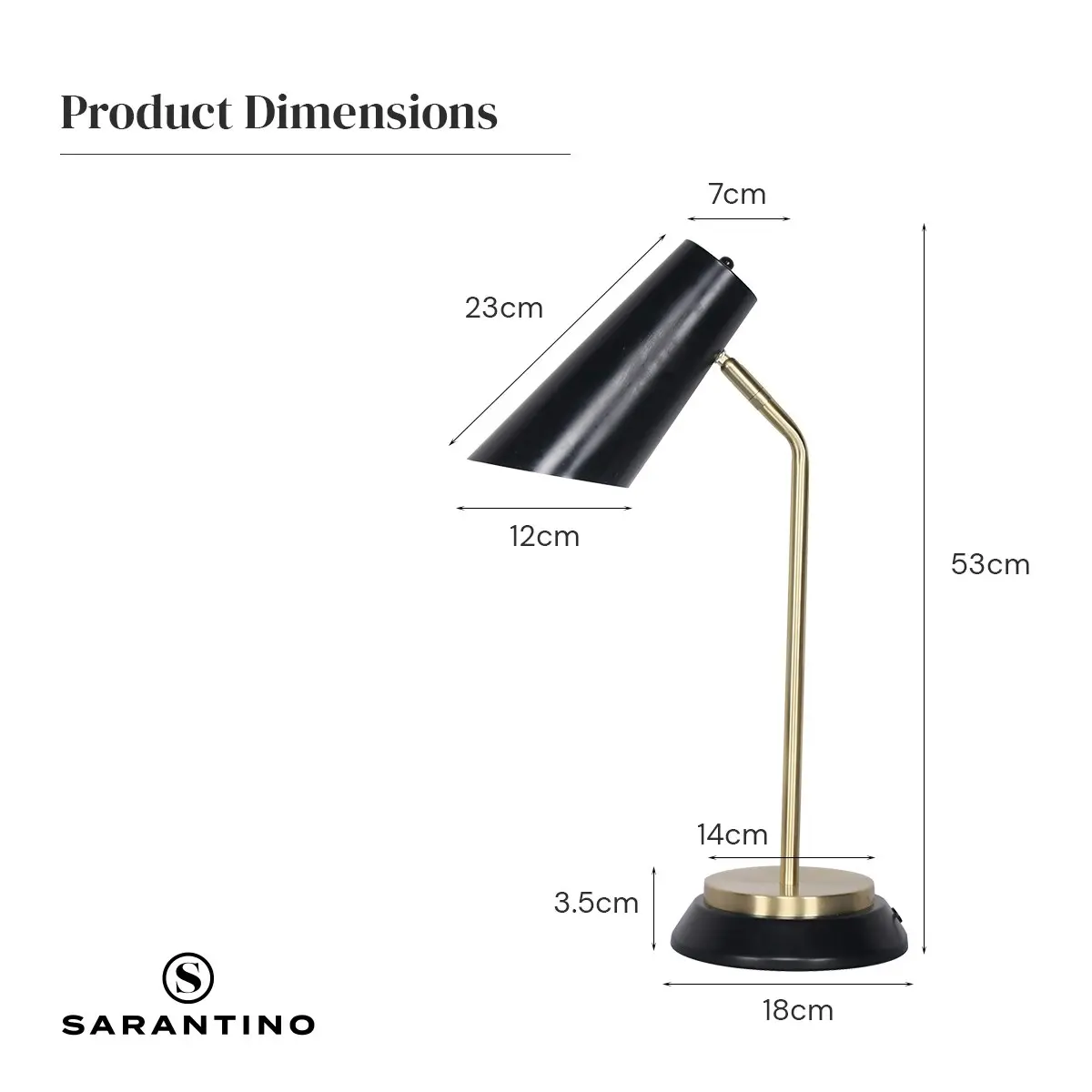 Sarantino Black/Brass Table Lamp