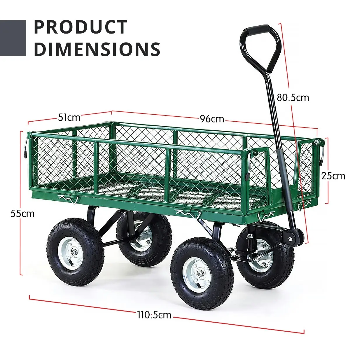 Garden Cart with Mesh Liner Lawn Folding Trolley