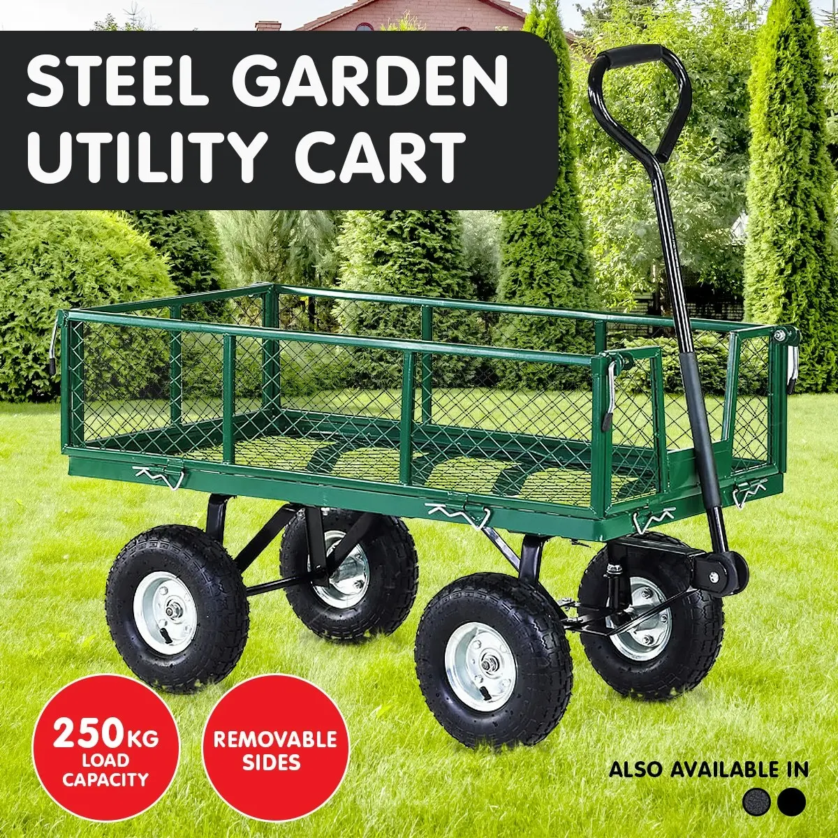 Garden Cart with Mesh Liner Lawn Folding Trolley