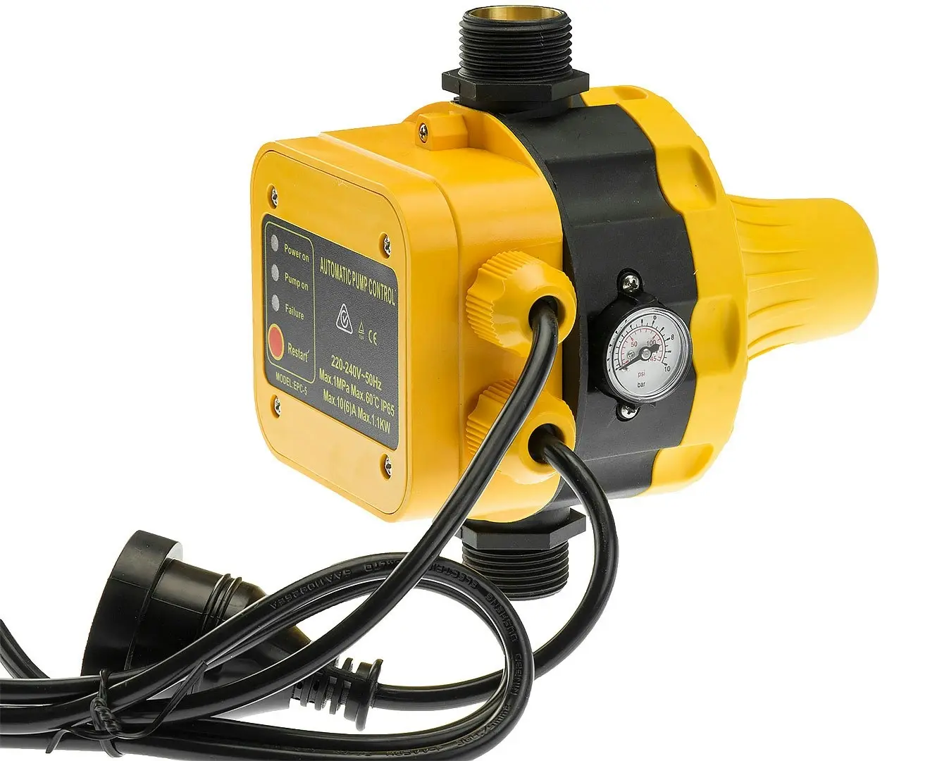 Automatic Water Pump Pressure Controller Switch - Yellow