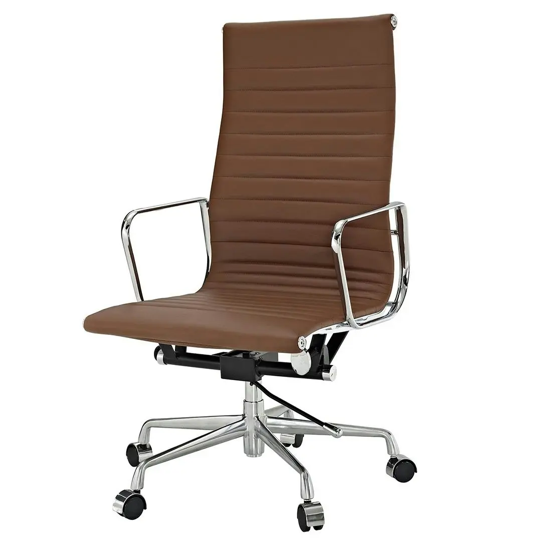 Replica Eames High Back Ribbed Leather Office Chair