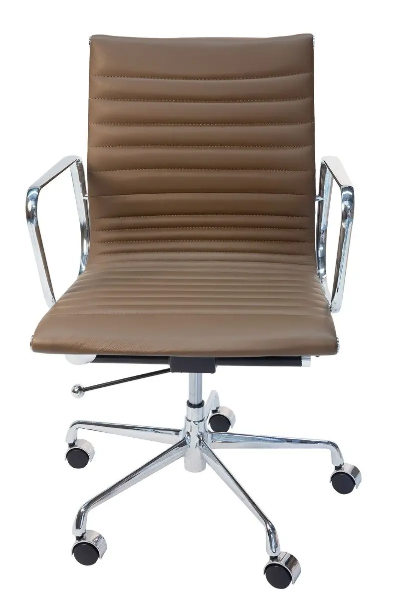 Replica Eames Mid Back Ribbed Leather Management Office Chair