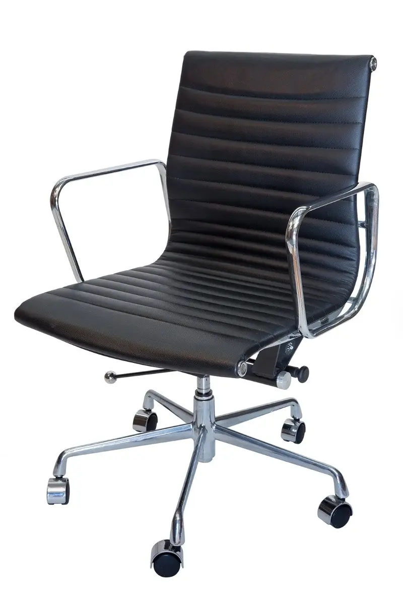 Replica Eames Mid Back Ribbed Leather Management Office Chair