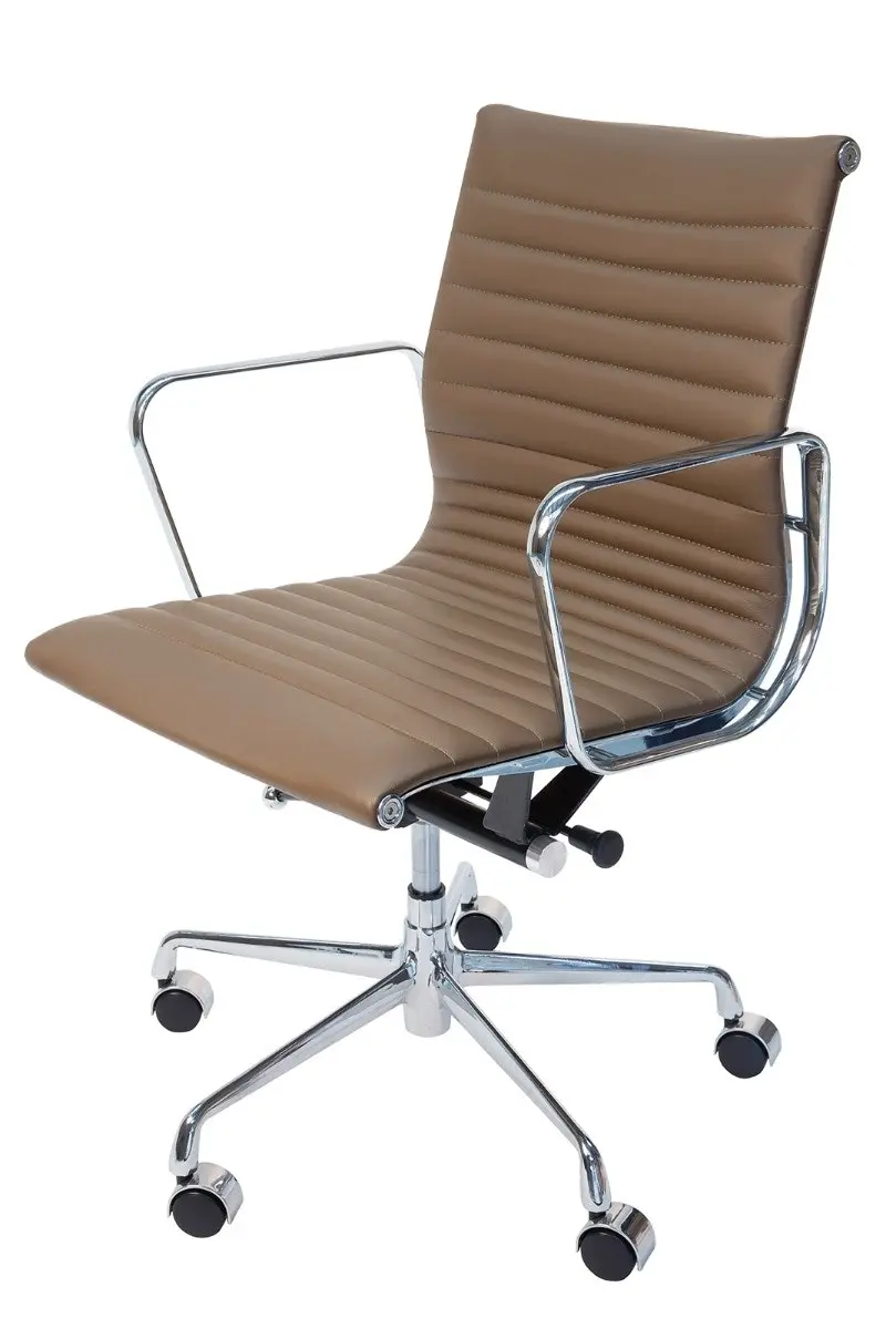 Replica Eames Mid Back Ribbed Leather Management Office Chair