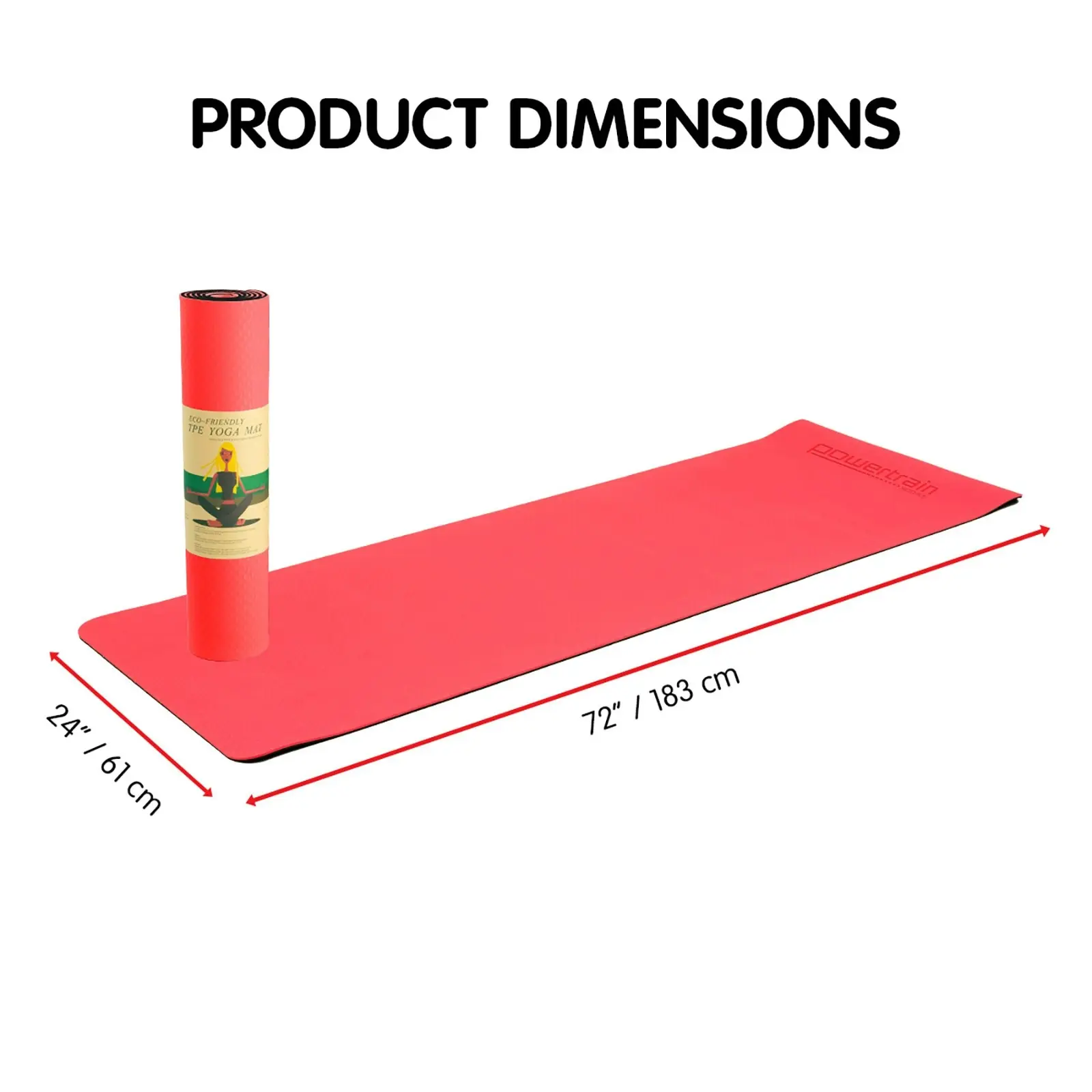 Powertrain Eco-Friendly TPE Pilates Exercise Yoga Mat 8mm - Red