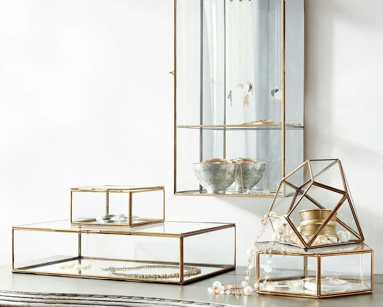 Zohi Interiors Brass & Glass Display Box - Medium