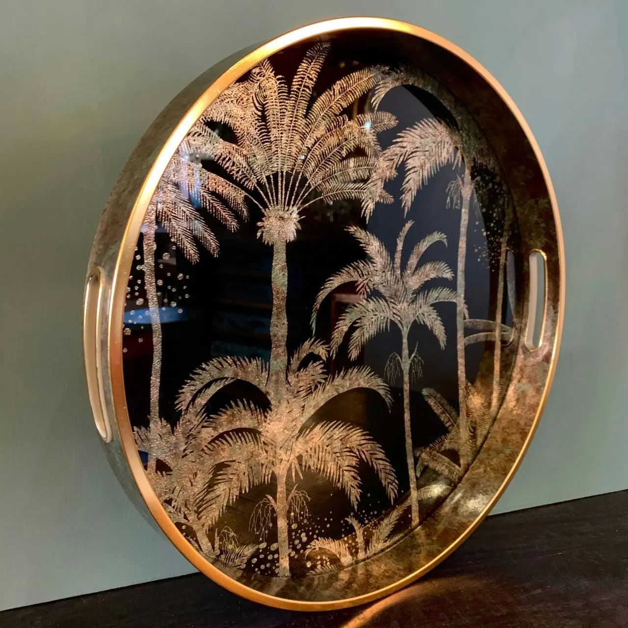 Zohi Interiors Gold Palm Tree Tray