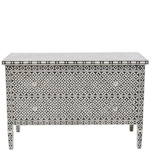 Zohi Interiors Bone Inlay 2 Drawer Chest in Celtic Black