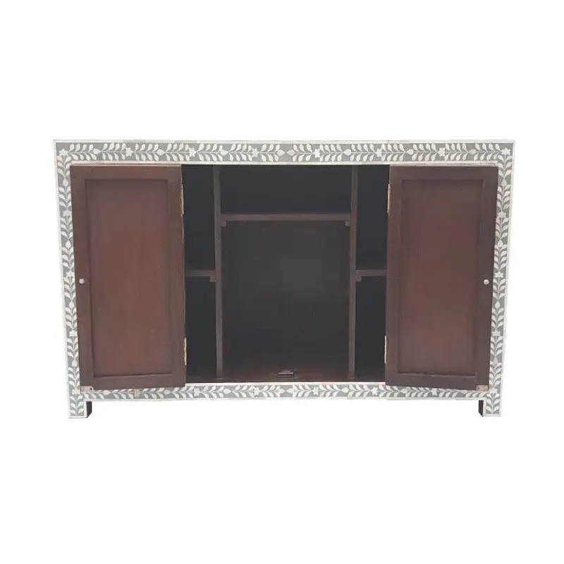 Zohi Interiors Bone Inlay Buffet with 4 Doors in Grey