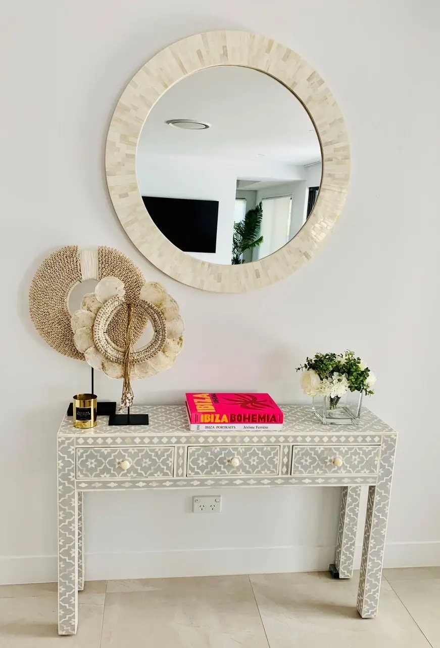 Zohi Interiors Pali Round Bone Mirror