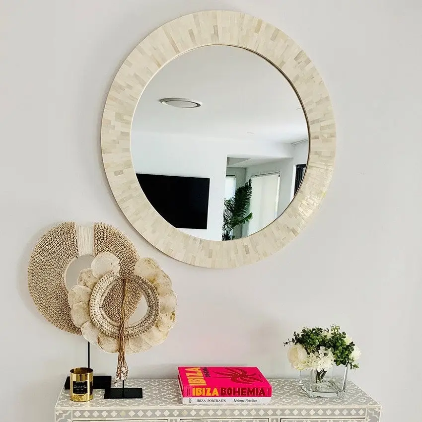 Zohi Interiors Pali Round Bone Mirror