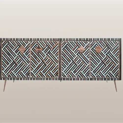 Zohi Interiors Timber & Bone Inlay 4 Door Buffet