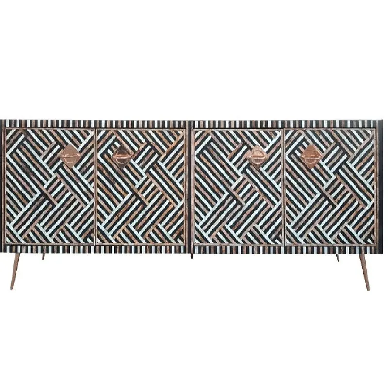 Zohi Interiors Timber & Bone Inlay 4 Door Buffet