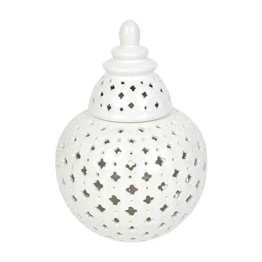 Luxe Living Miccah Temple Jar In White