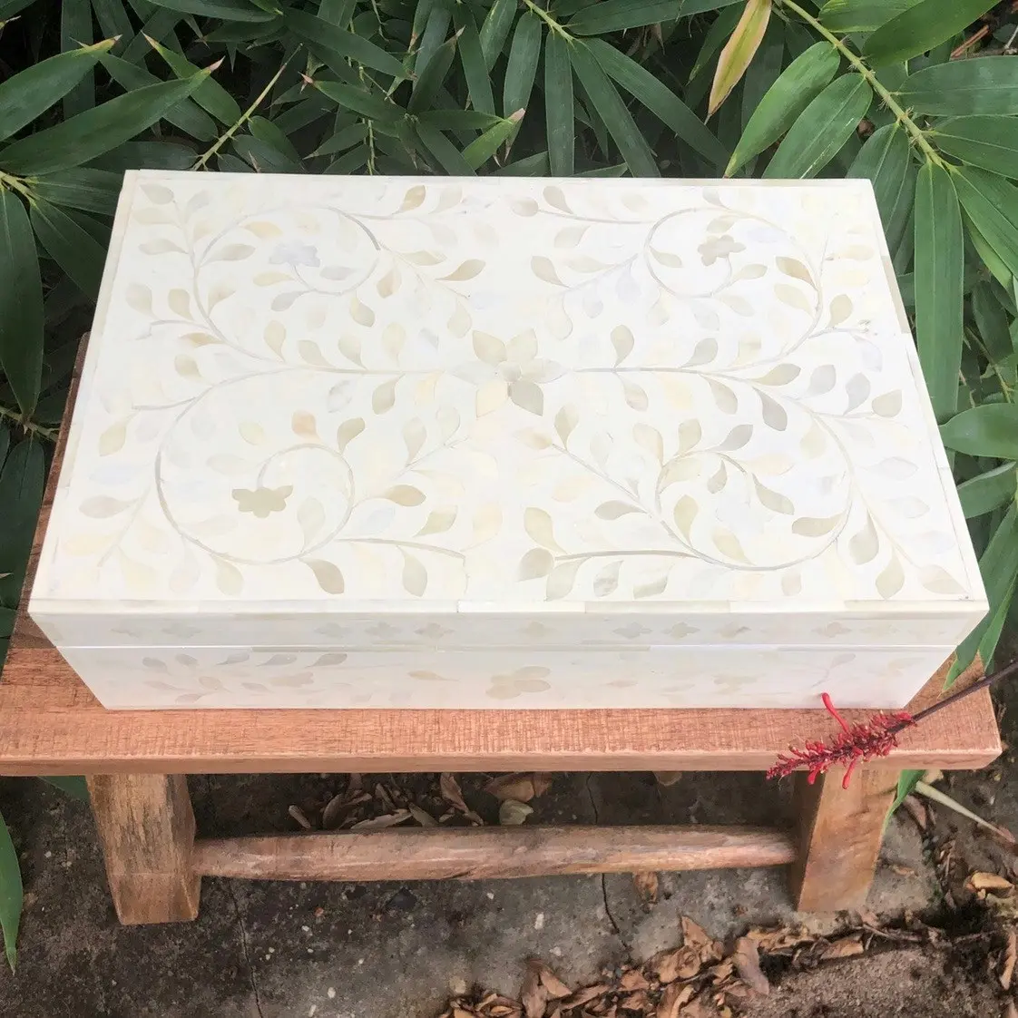 Zohi Interiors Zohi Interiors Signature Collection : Bone Inlay Large Box in Floral/White