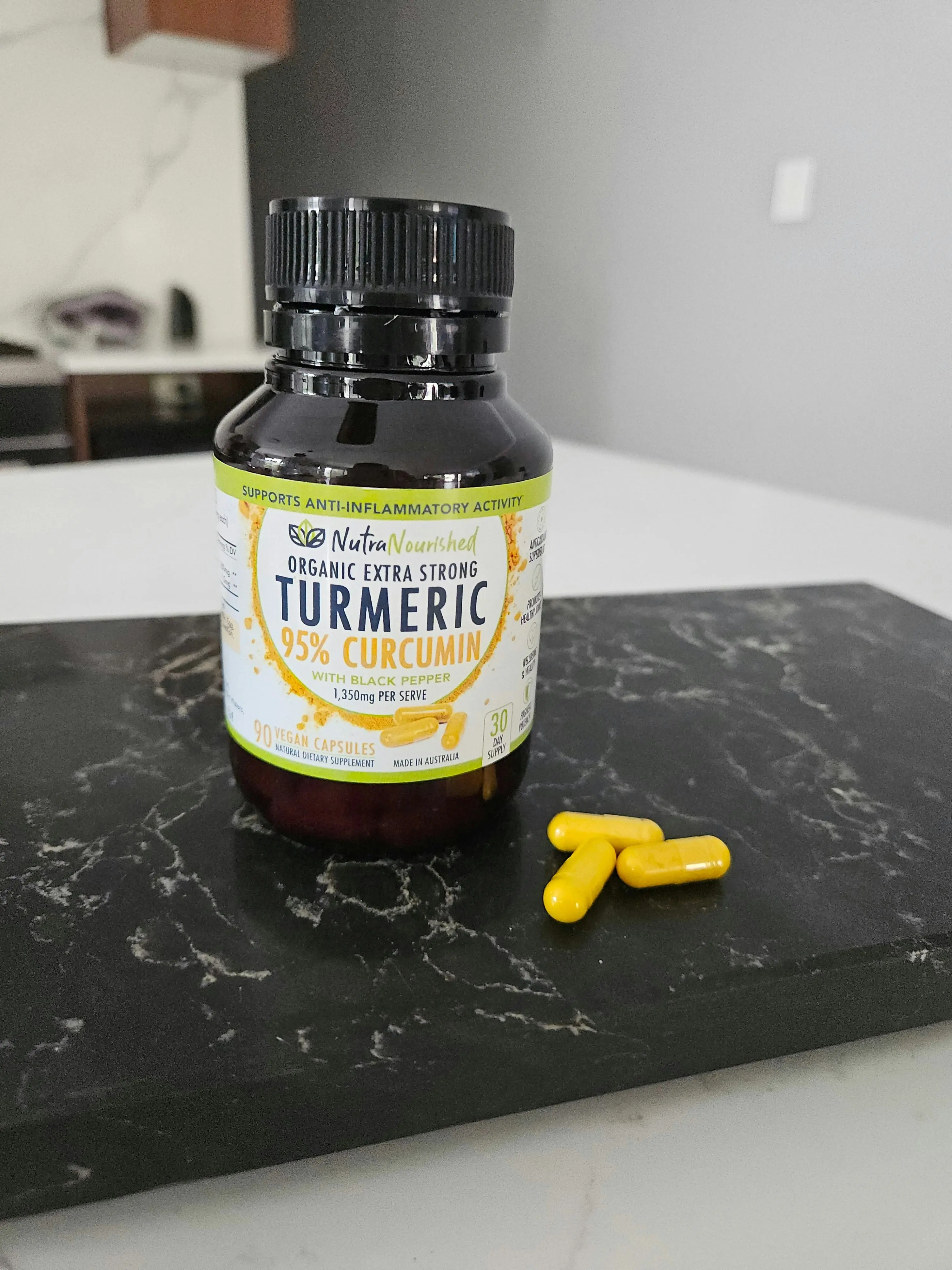 Curcumin Tablets - 95% Pure Organic Vegan - Turmeric Extract Buffered with Black Pepper (1,350mg)