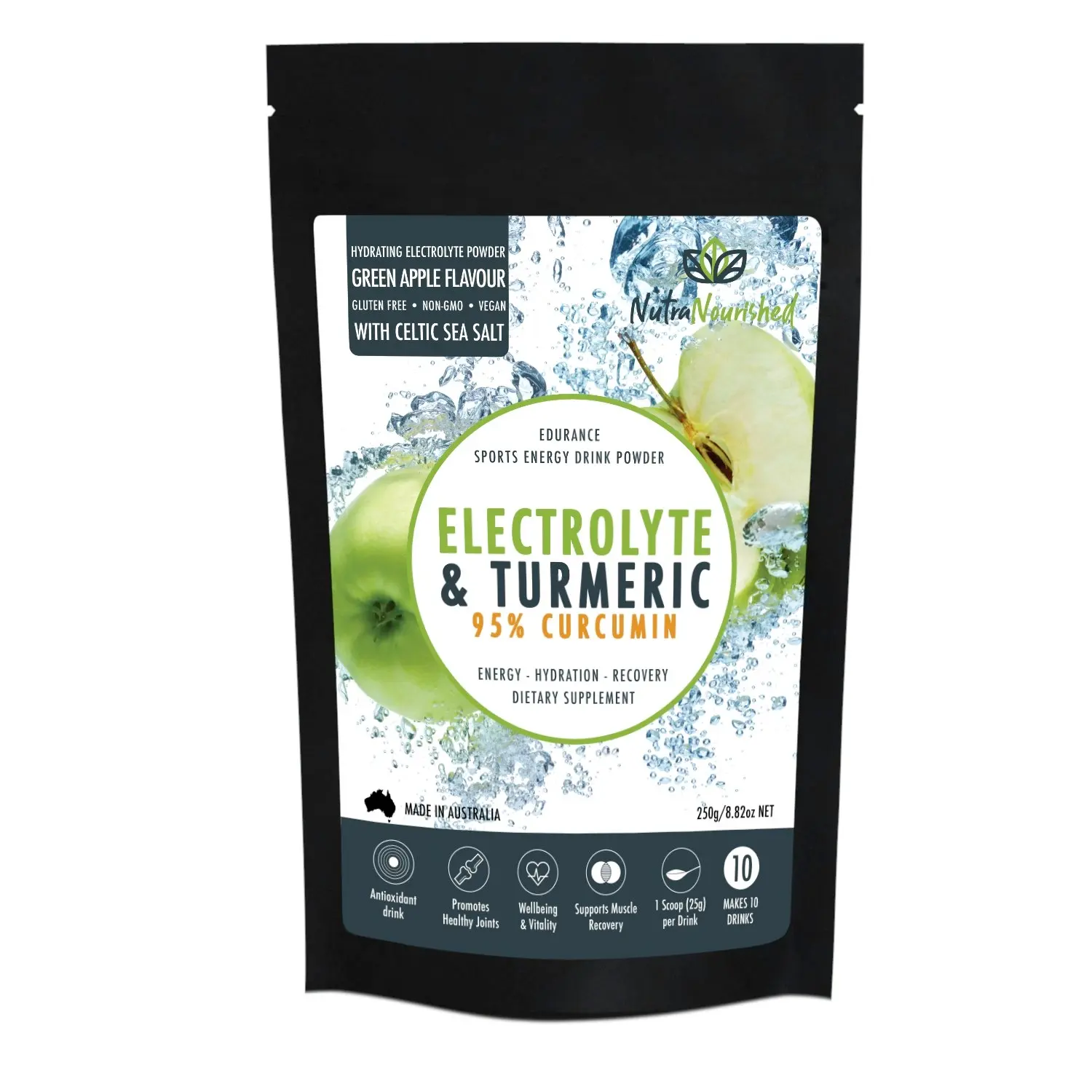 Electrolyte Powder & 95% Pure Organic Curcumin from Turmeric (Lemon, Mixed Berry or Green Apple Flavour)