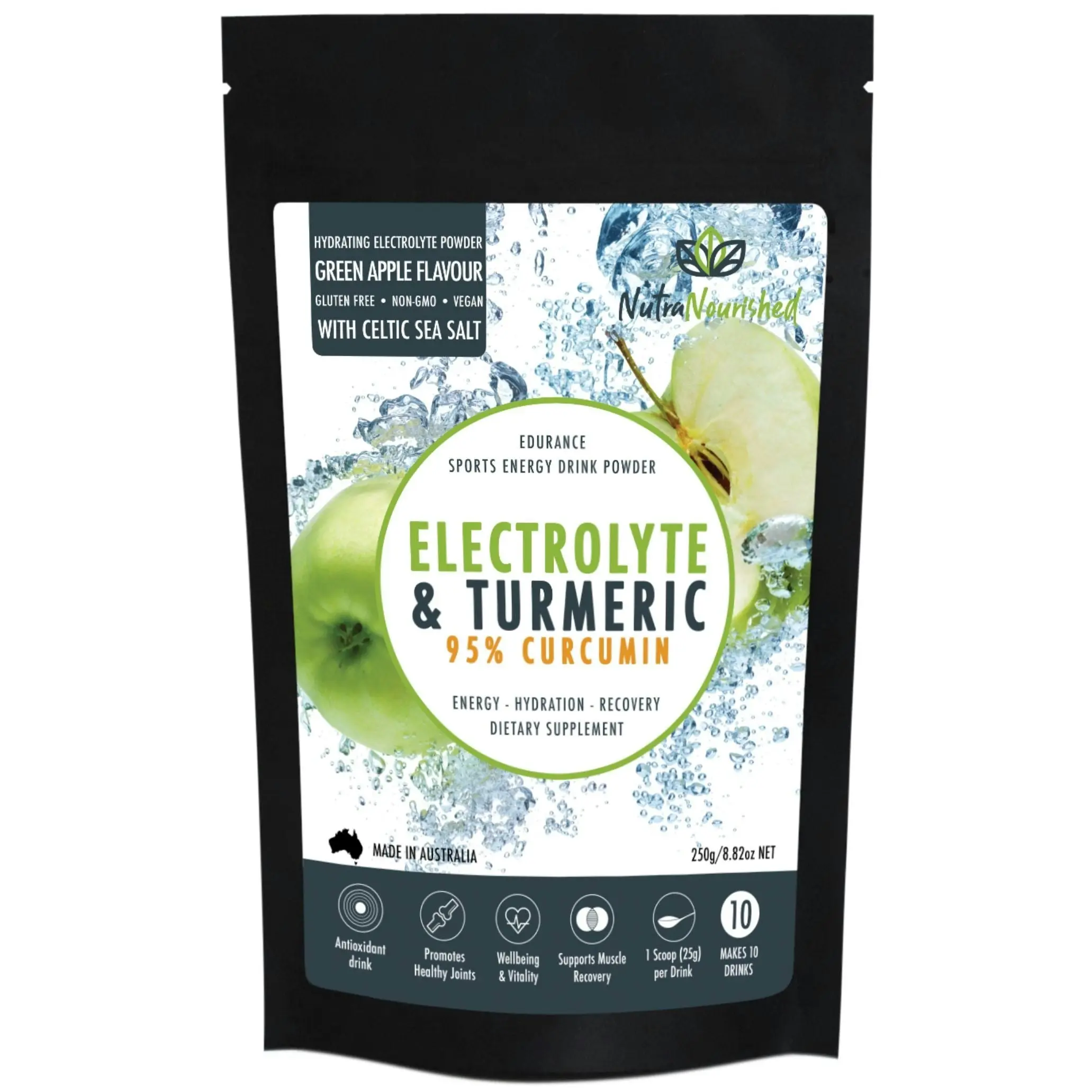 Electrolyte Powder & 95% Pure Organic Curcumin from Turmeric (Lemon, Mixed Berry or Green Apple Flavour)