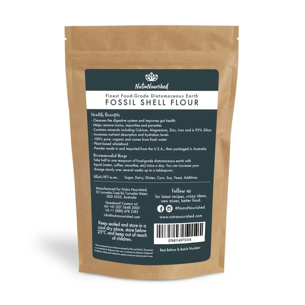 Fossil Shell Flour Powder - Food Grade Diatomaceous Earth - 250g bag