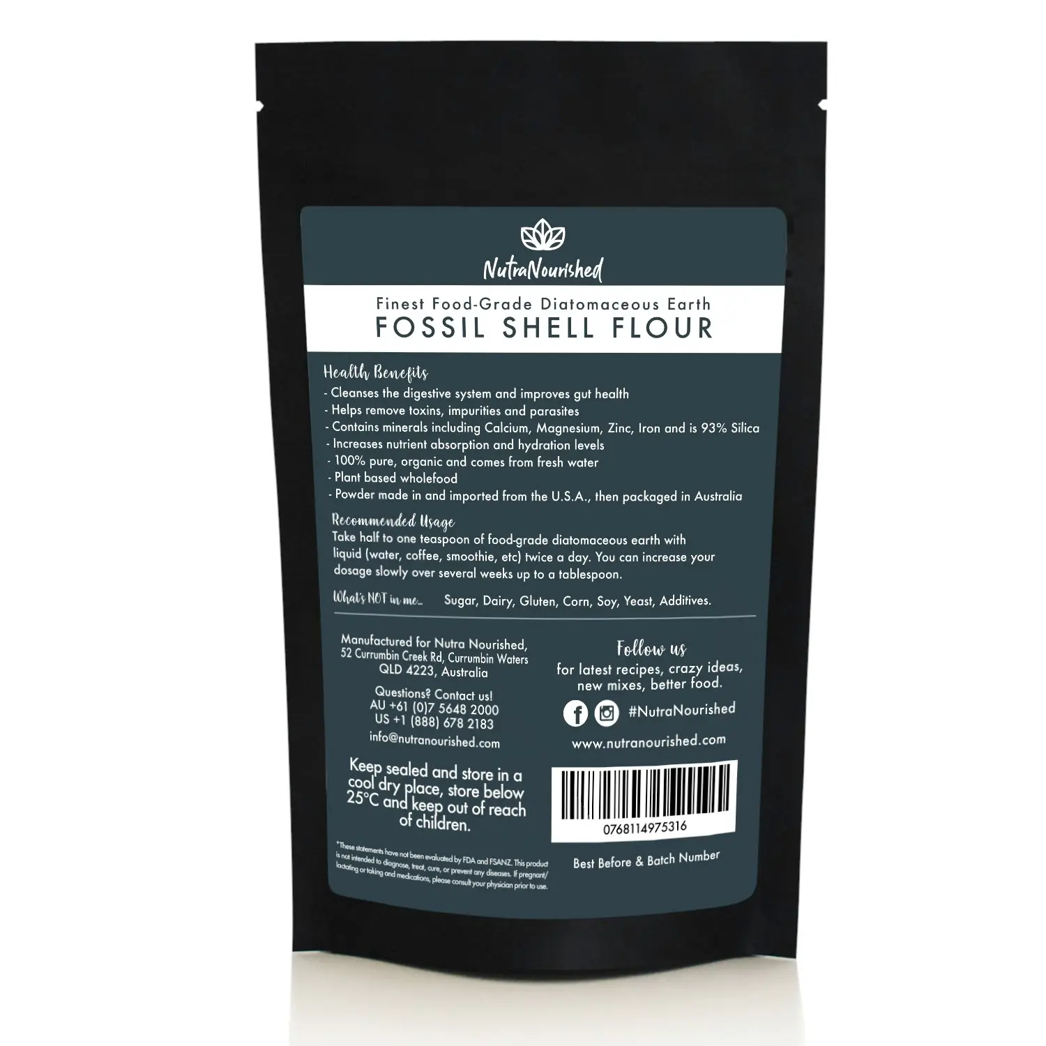 Fossil Shell Flour Powder - Food Grade Diatomaceous Earth - 250g bag