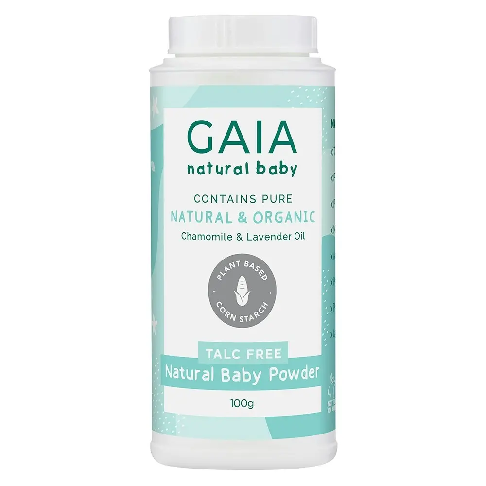 Gaia 2x100g Natural/Pure/Organic Baby Powder Vegan Friendly/Talc Free Cornstarch