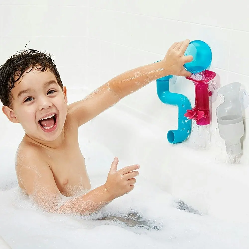 Boon Tubes Building Bath Toy Set Bathing Water Tub Play Suction Cup Kids/Toddler