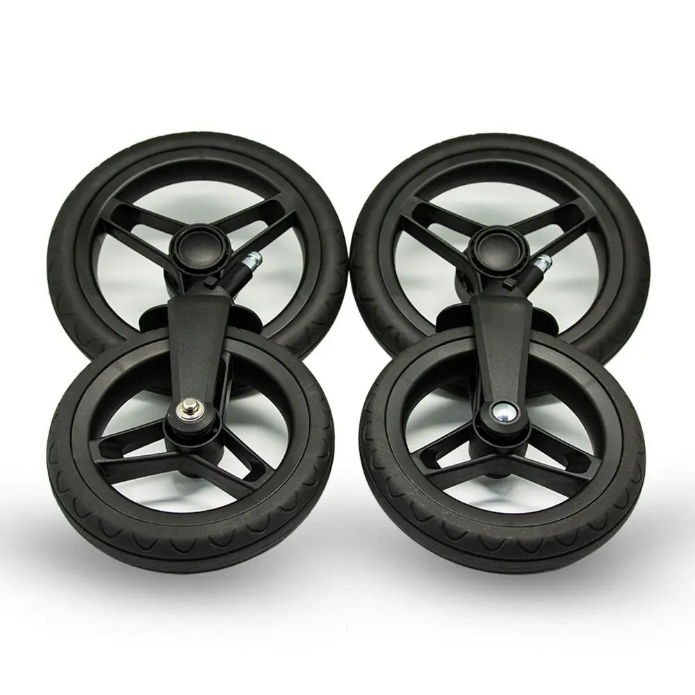 4pc Valcobaby Infinity Tyre/Wheels Set For Snap Single/Duo Strollers/Prams Black