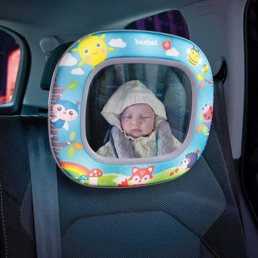 2PK Benbat Baby Night & Day 30cm Car Seat Mirror w/Light/Lullaby/Remote BL & PK