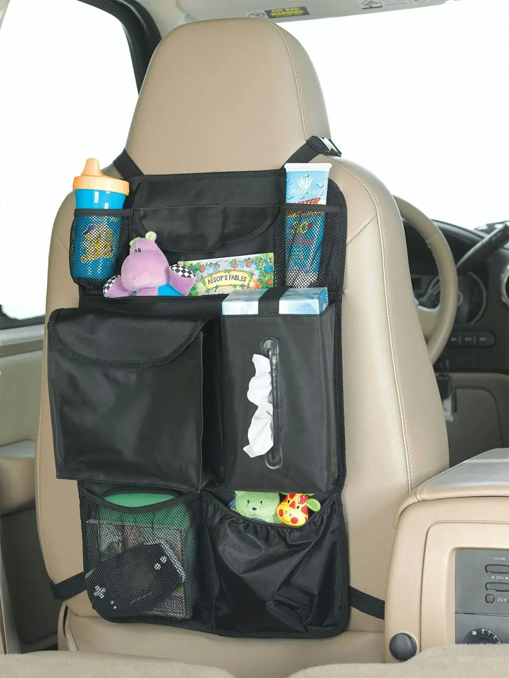 Playette Car Back Seat Nylon Storage Organiser/Holder Multi Pocket/Pouch Black